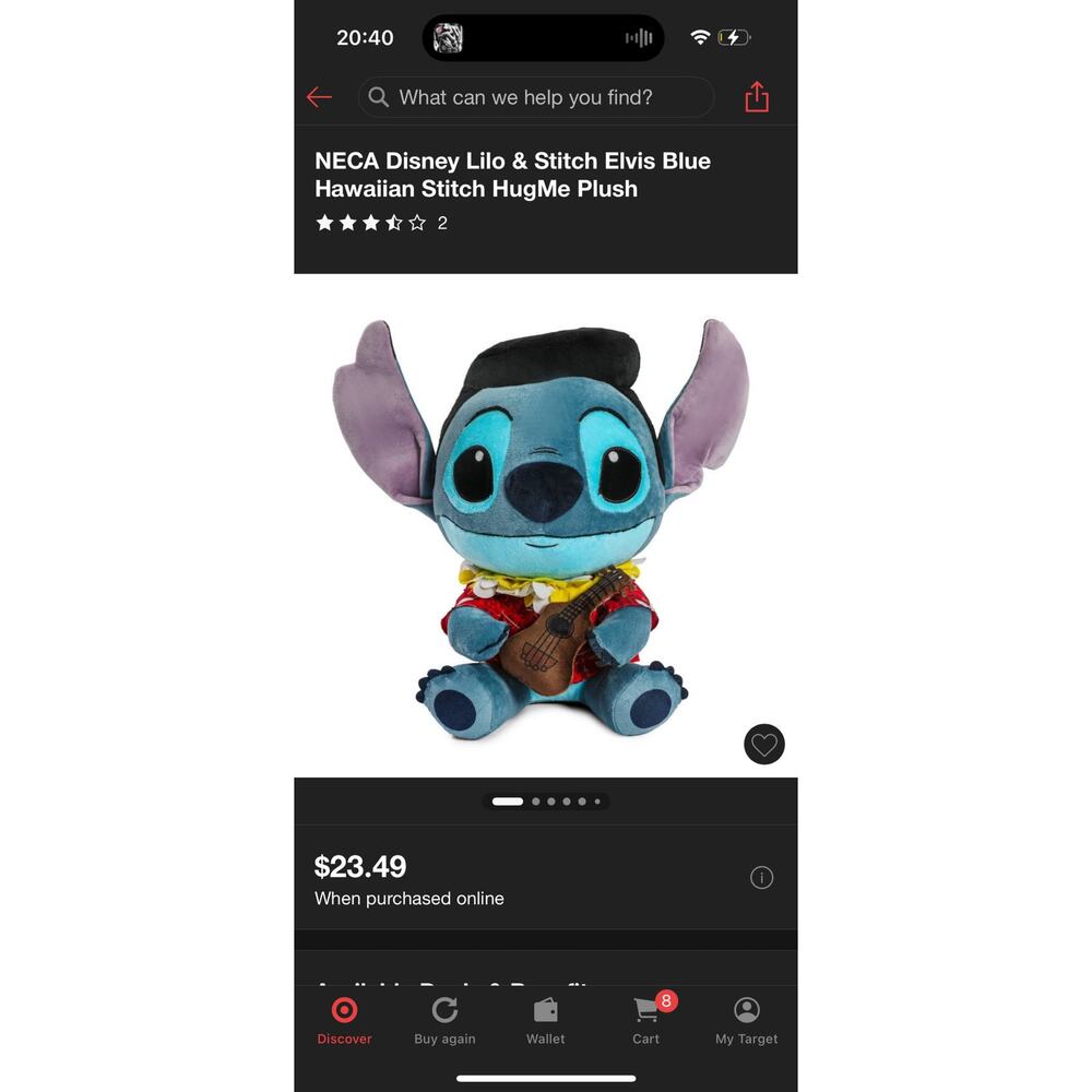 Disney Lilo & Stitch Elvis Blue Hawaiian Stitch HugMe Plush